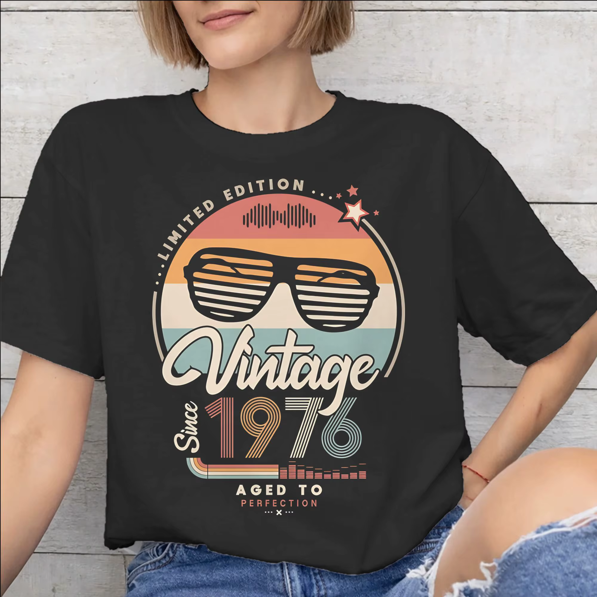 T-shirt imprimé vintage 1976 pour hommes et femmes