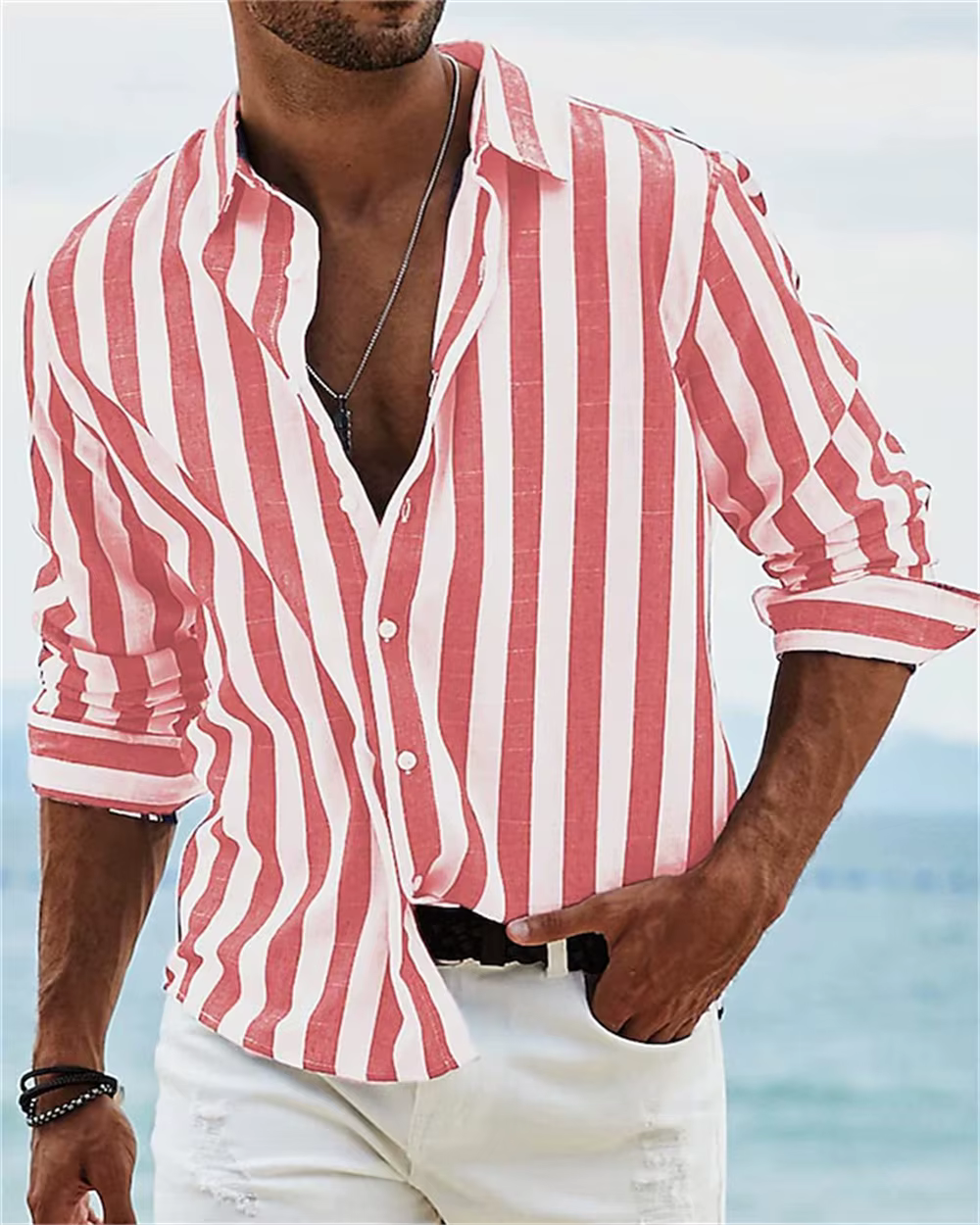 Chemise imprimée à manches longues pour hommes