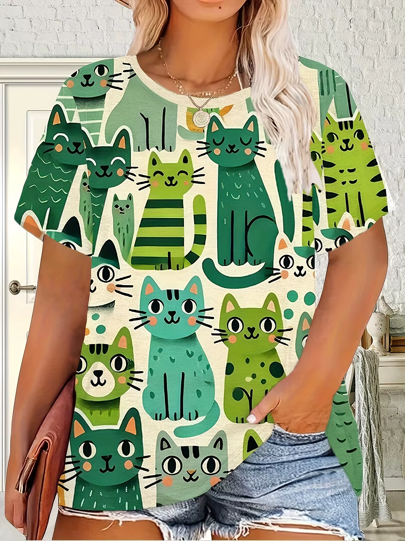T-shirt pour femmes, imprimé chat 3D