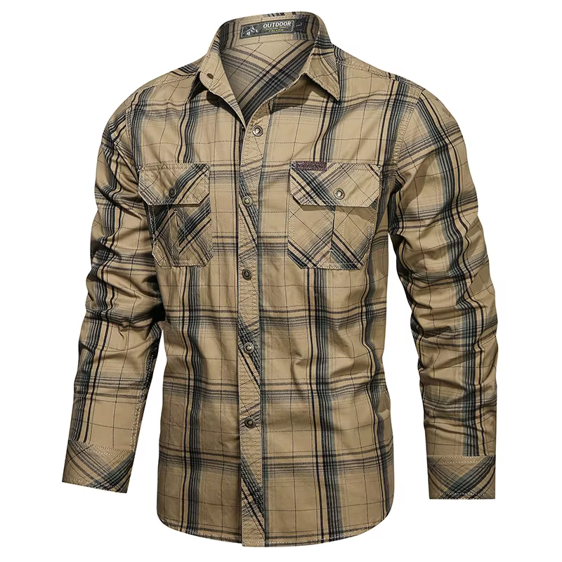 Chemise à carreaux à manches longues pour hommes
