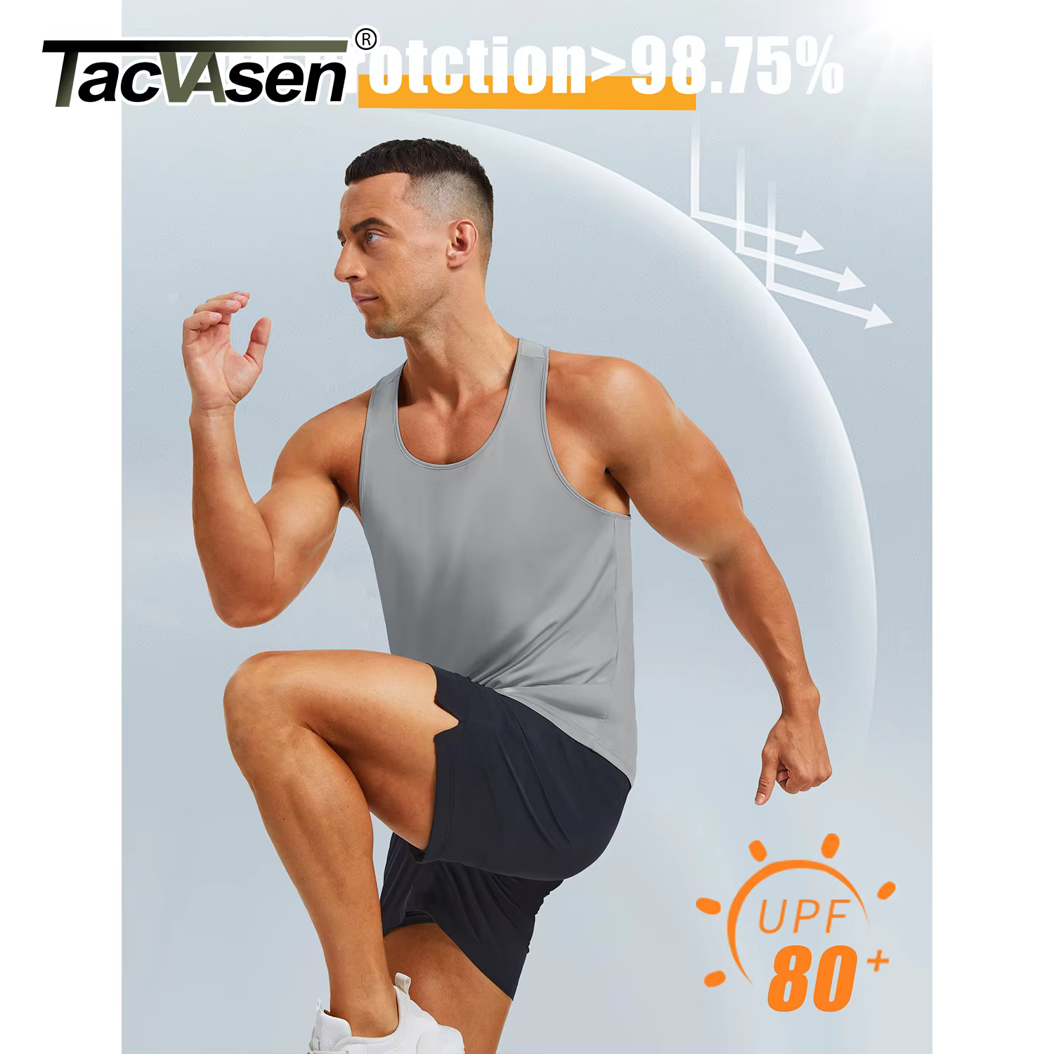 TACVASEN Débardeurs Homme Séchage Rapide UPF 80+ pour Fitness, Entraînement, Musculation, Course à Pied et Sport d'Été