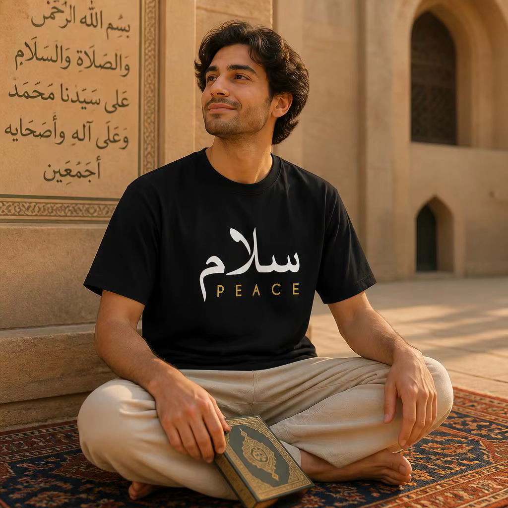T-shirt pour homme avec calligraphie arabe Salam