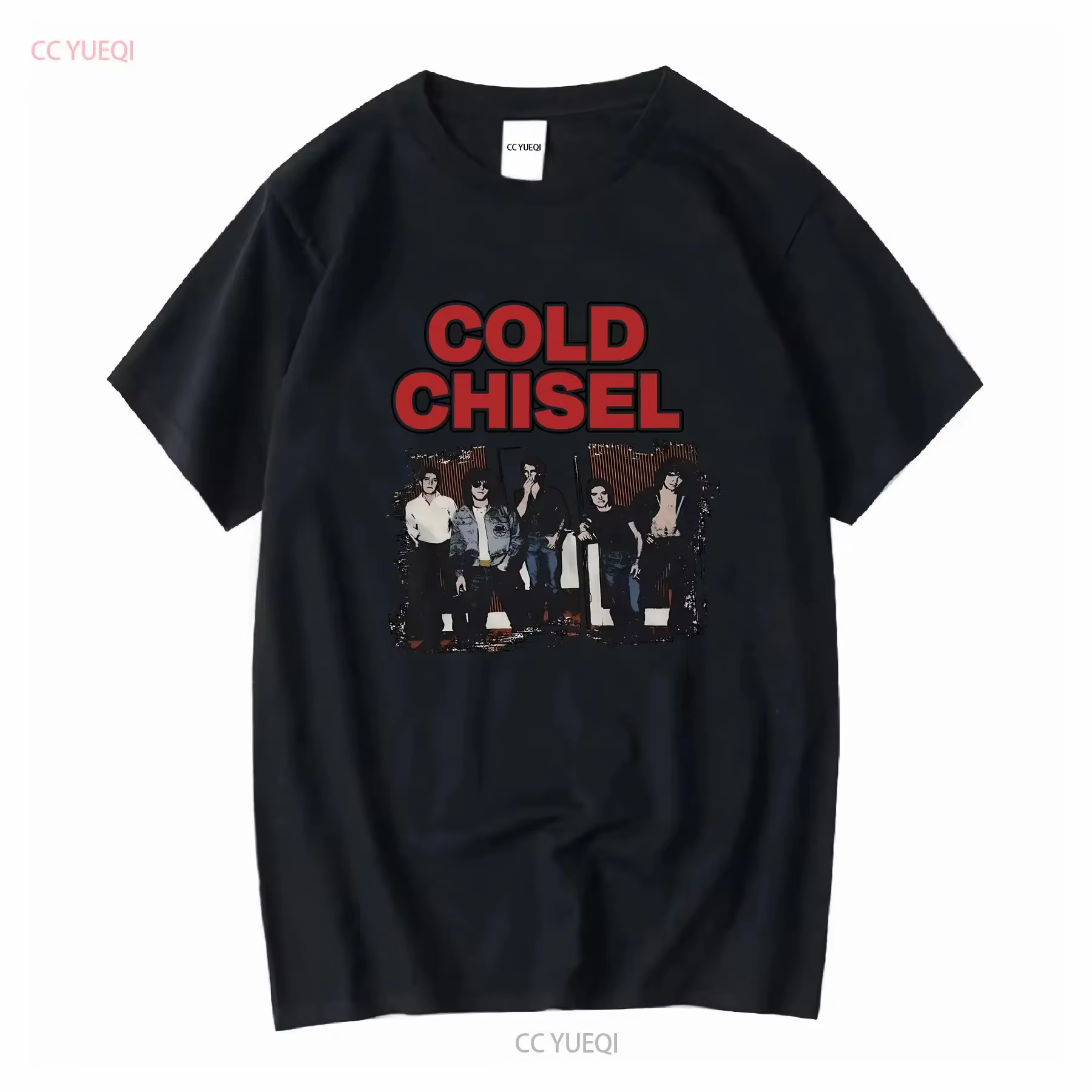 T-shirt Cold Chisel Breakfast At Sweet Hearts à manches mi-longues, style vintage, effet délavé, légèrement extensible, vêtements de créateur