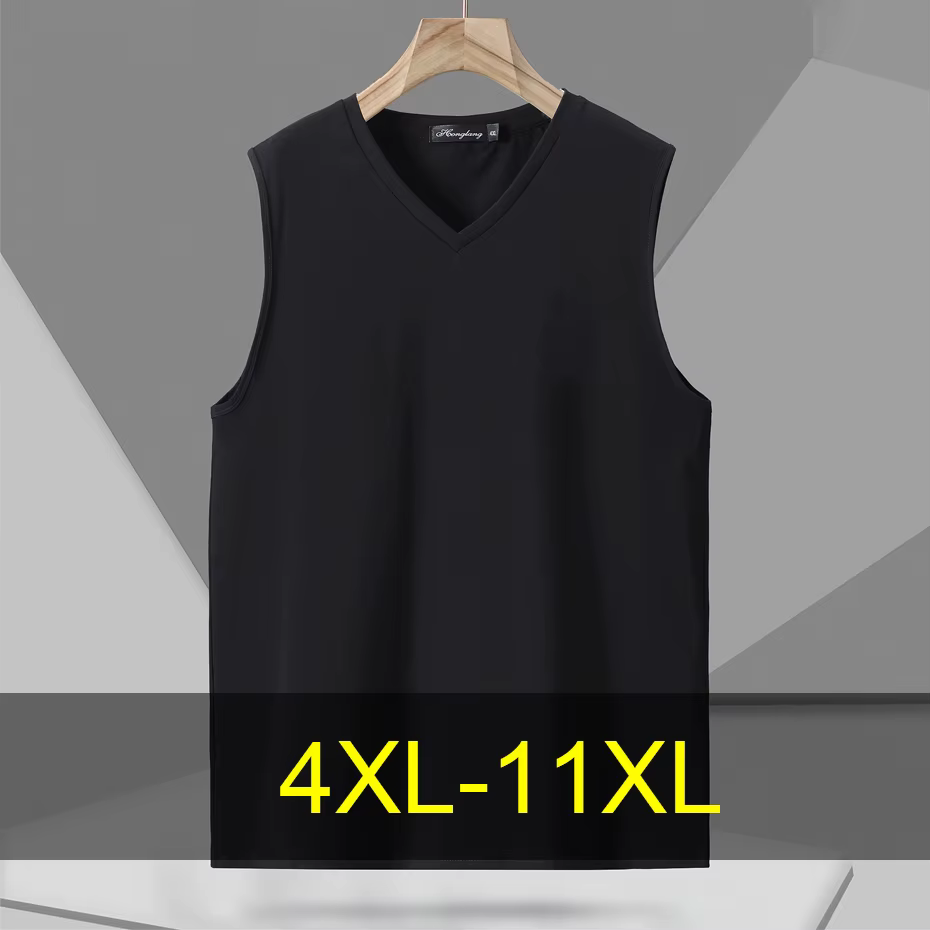 Black White Solid Color Tank Tops Men 10XL 11XL Plus Size
