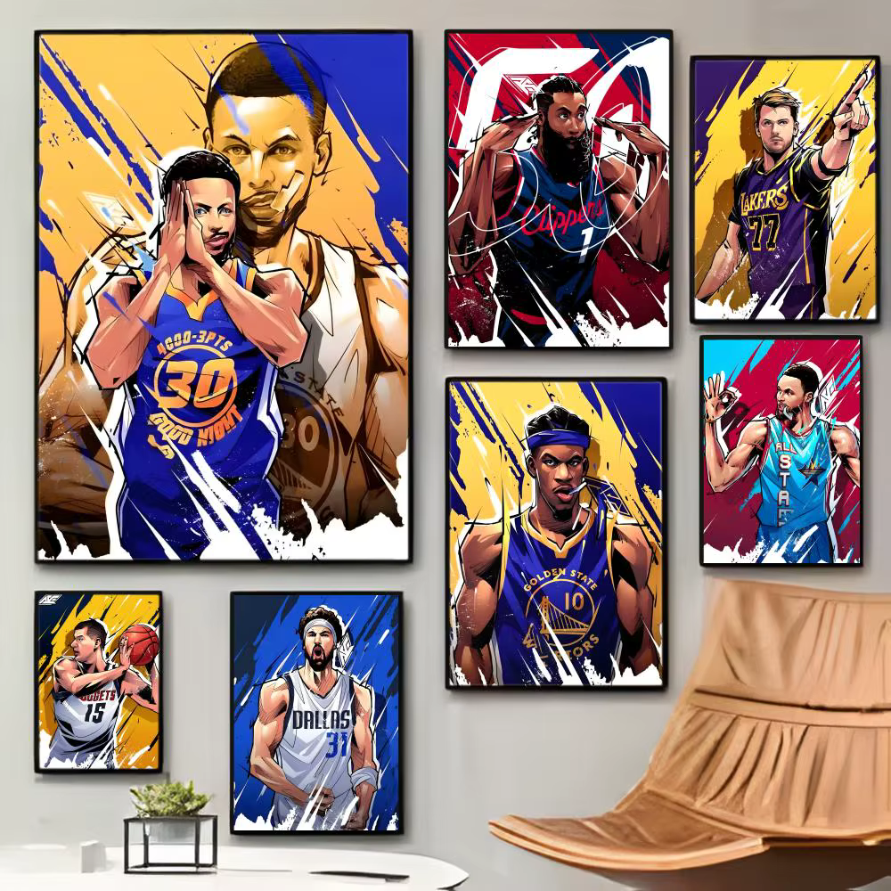 Affiche de joueur de basket-ball de dessin animé N-NBA
