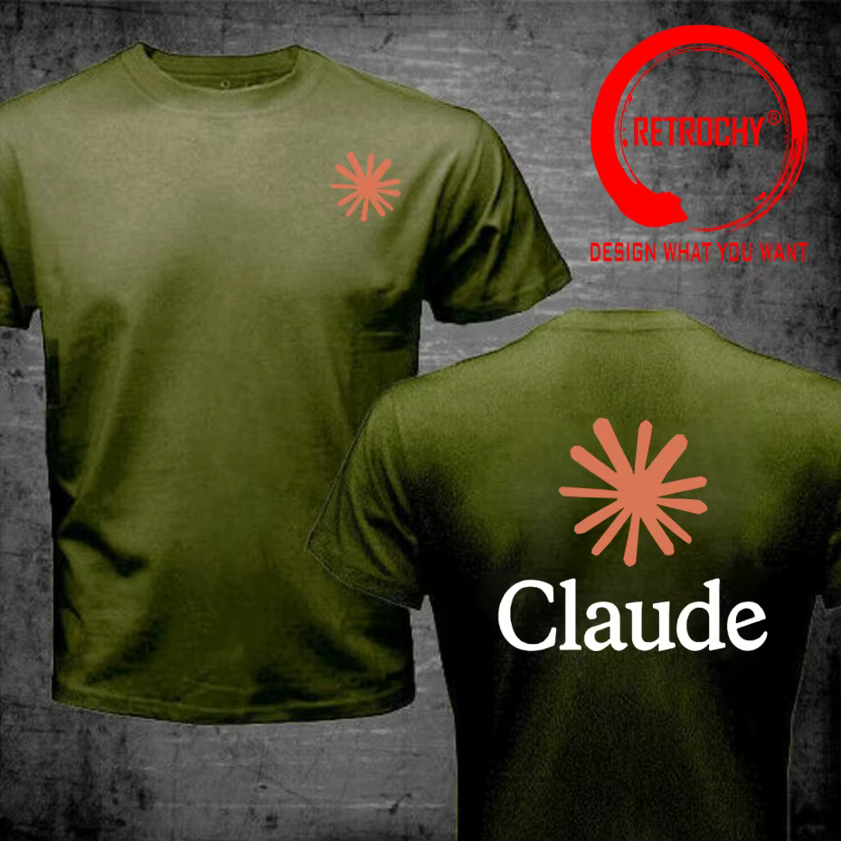 T-shirt Homme Tendance Décontracté avec Design Amusant Claude AI – Vêtement Stylé et Confortable