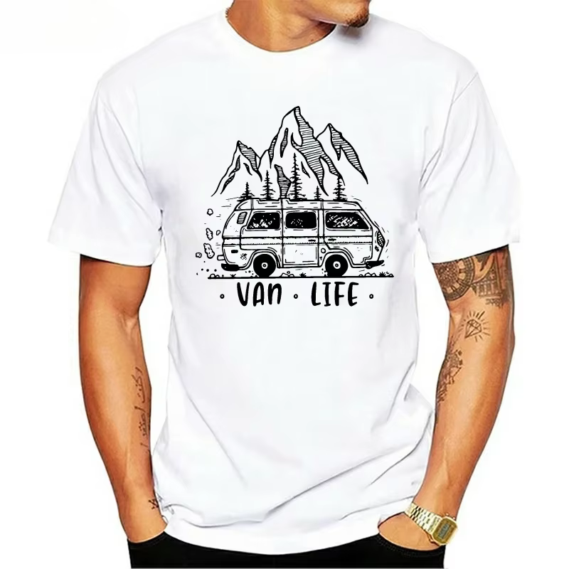 Hommes vêtements Van Life dames Camping imprimé T-Shirt homme conception T petit haut