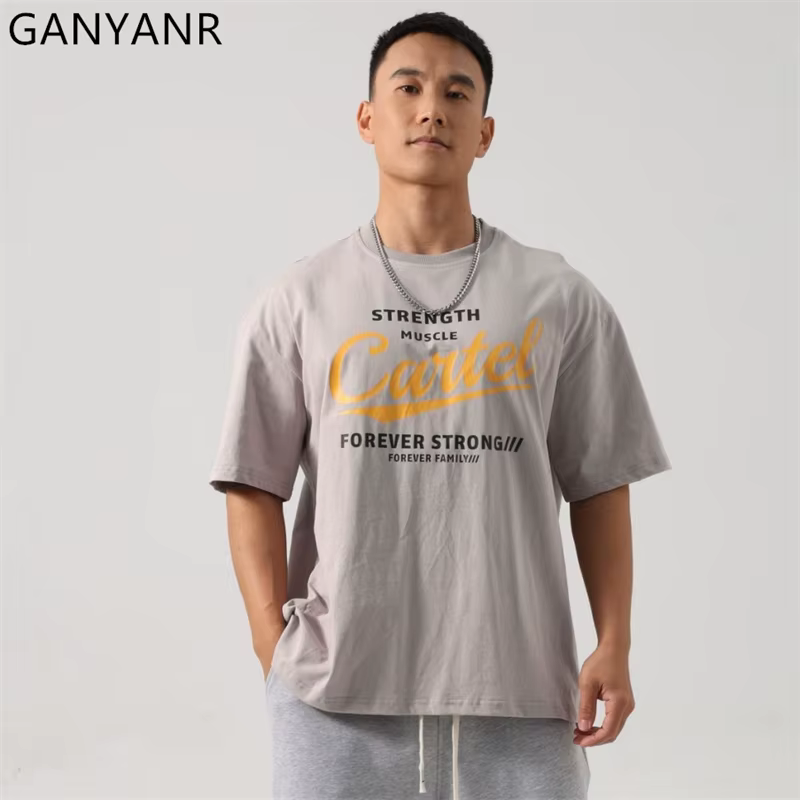 GANYANR T-shirt de course pour hommes vêtements de golf d'été Fitness actif à manches courtes musculation gymnase