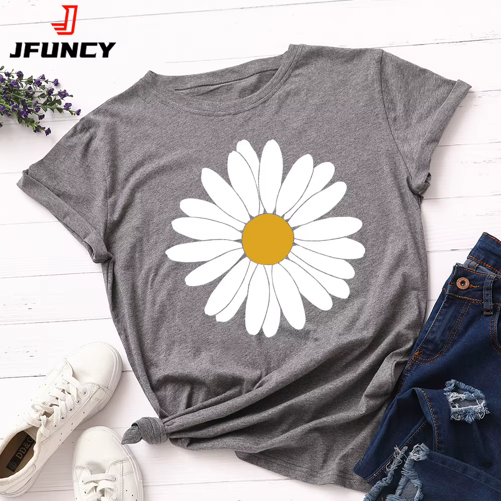 T-shirt à manches courtes pour femmes, 100% coton, graphique, été