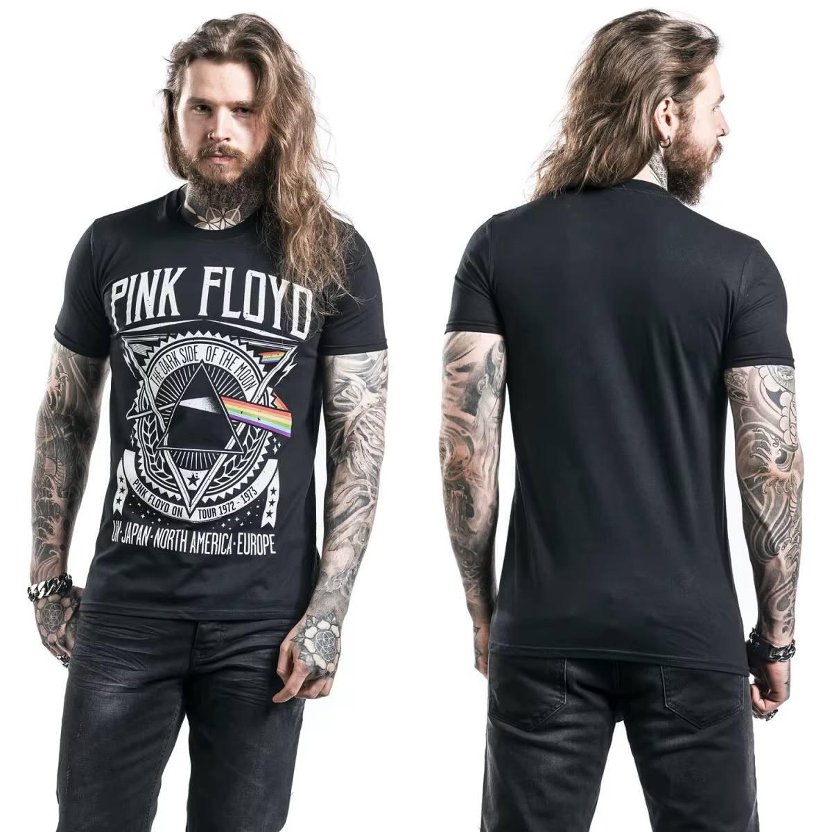T-shirt en coton rose vif avec motif Floyd