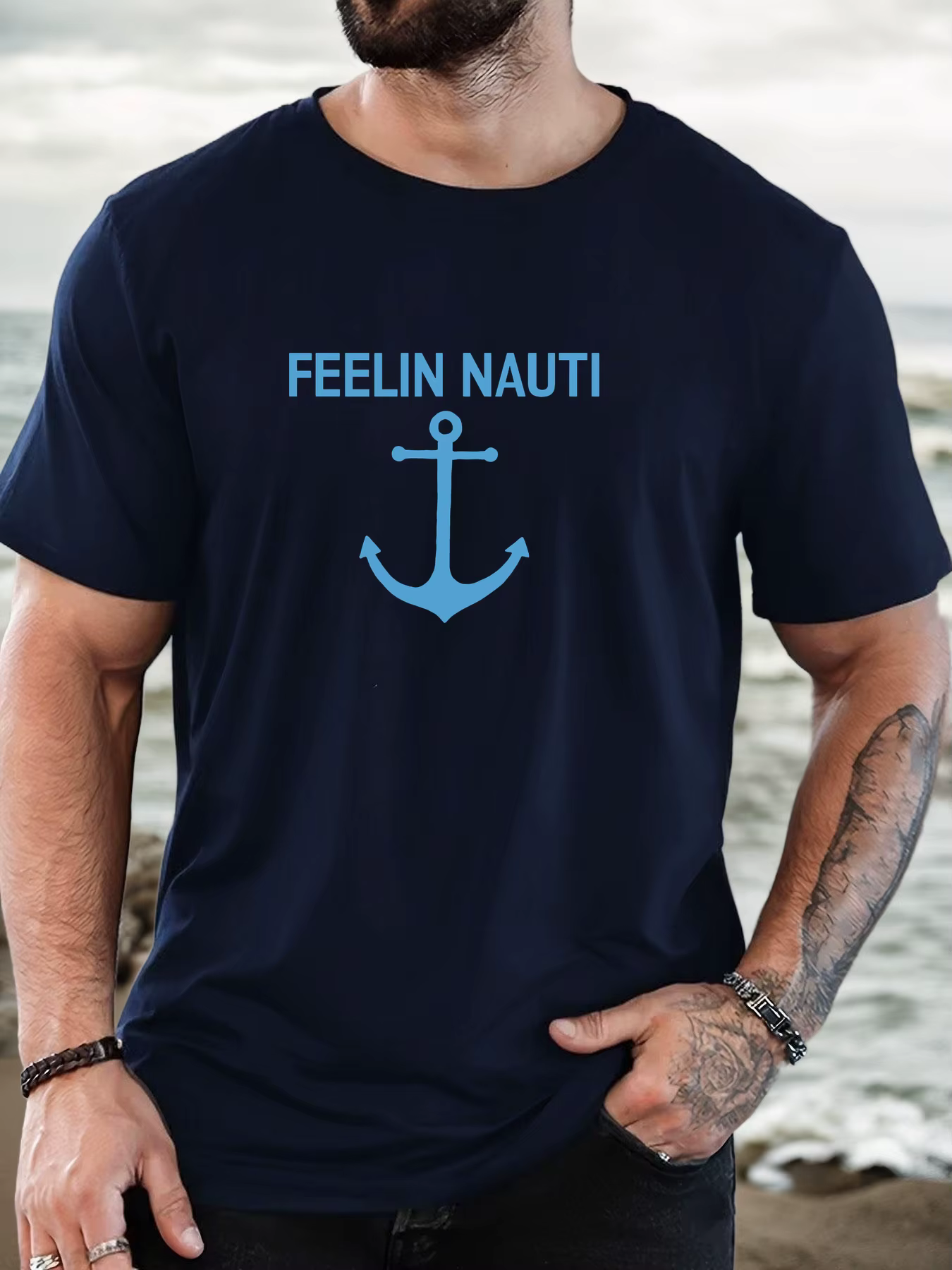 T-shirt court d'été décontracté à col rond pour hommes