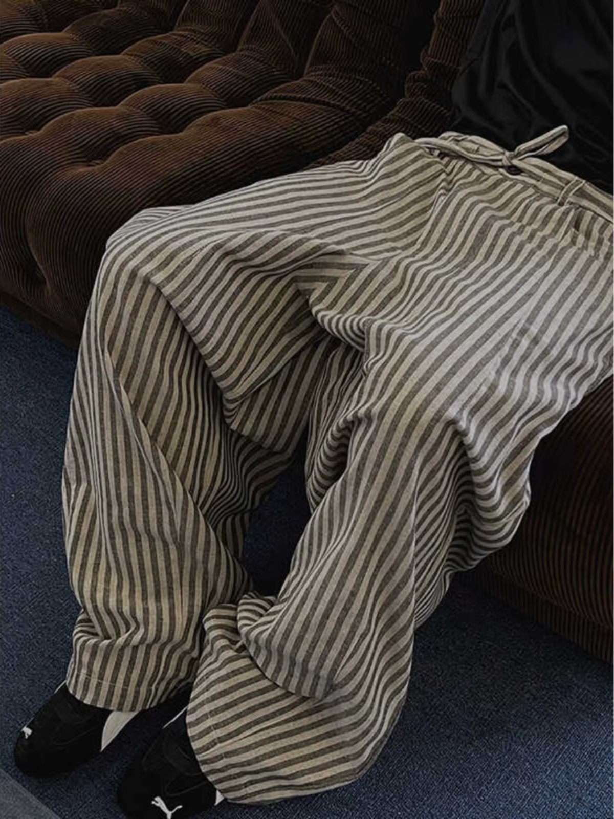 2025 rétro paresseux mode rayure pantalon décontracté pour hommes printemps automne polyvalent ample