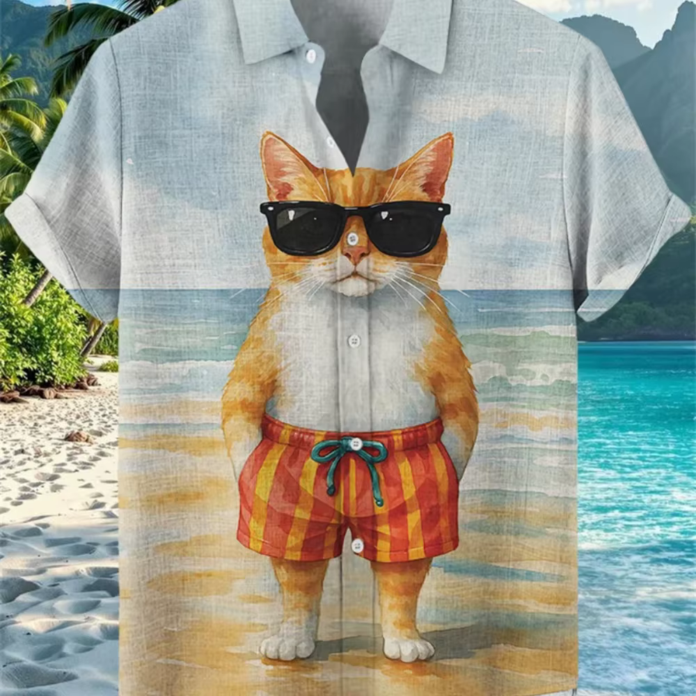 Chemise en lin à manches courtes pour hommes