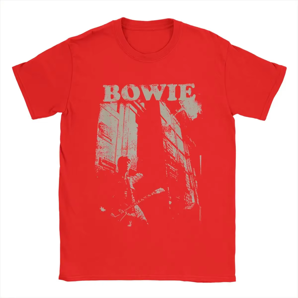 T-shirt graphique David Bowie Glam Rock Band, style vintage délavé, unisexe, coupe oversize, col rond, en coton, manches courtes