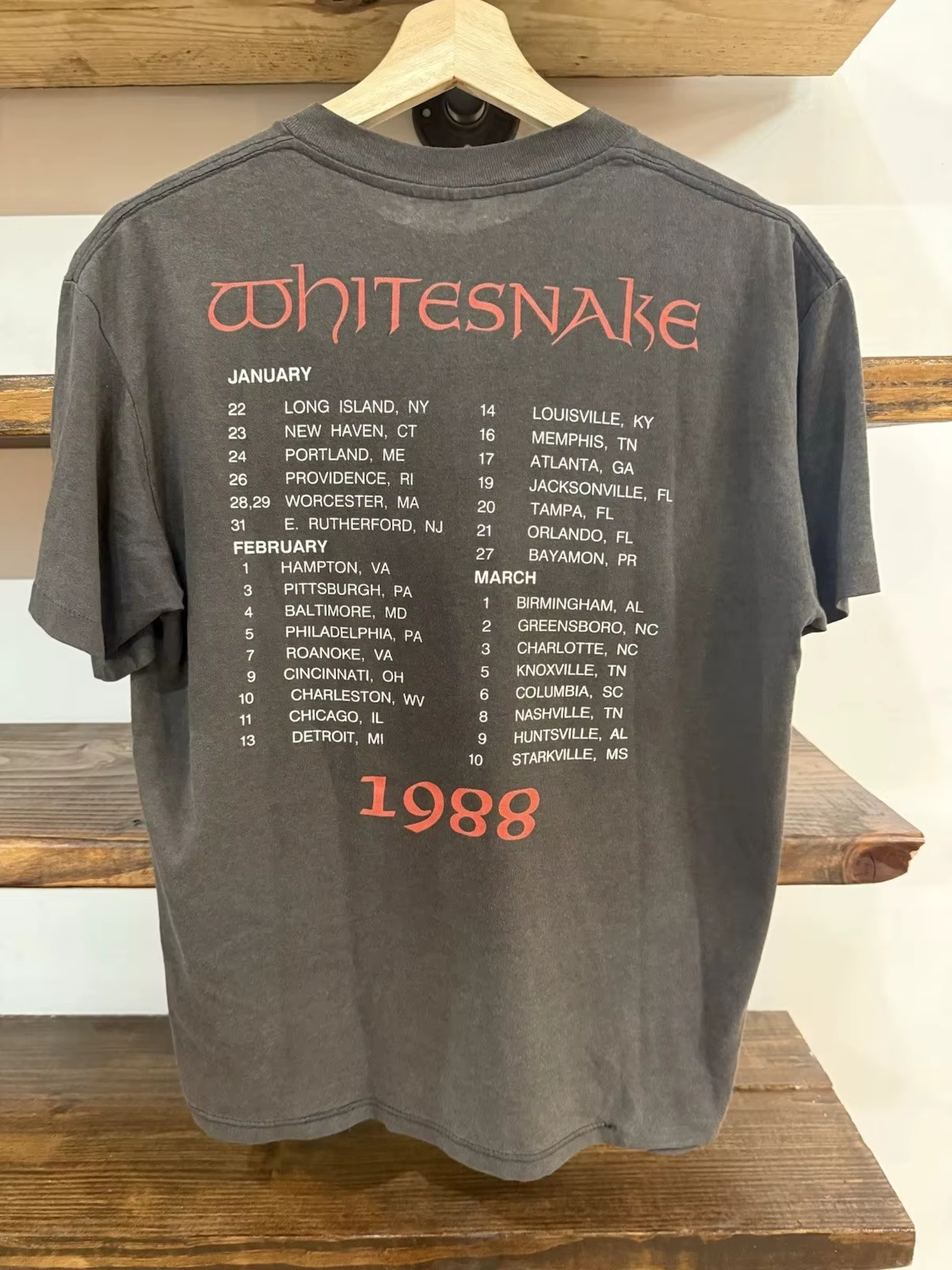 T-shirt rétro double face « White Snake Tour » 1988