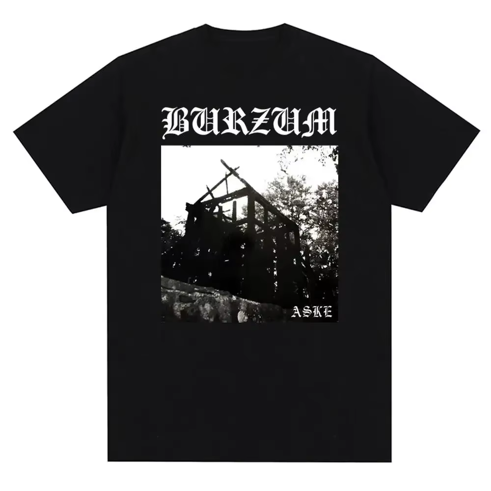 T-shirt vintage en métal avec impression de couverture d'album Burzums