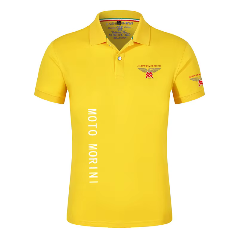 2024 Moto Morini nouveaux hommes mode impression été manches courtes couleur unie classique décontracté mince ordinaire Polo hauts