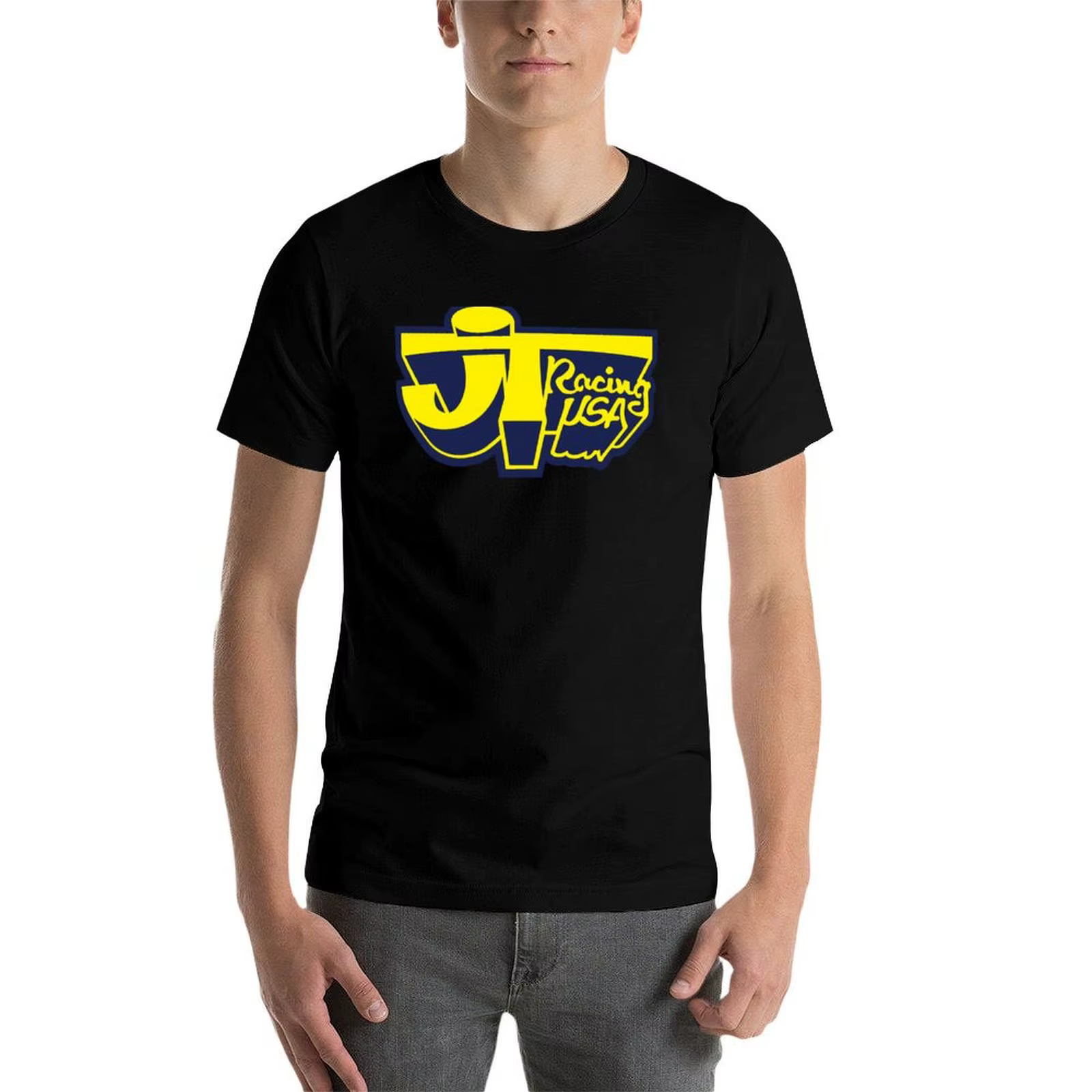 JT Racing-T-shirt BMX pour homme, vintage, jaune/bleu, Old School, USA