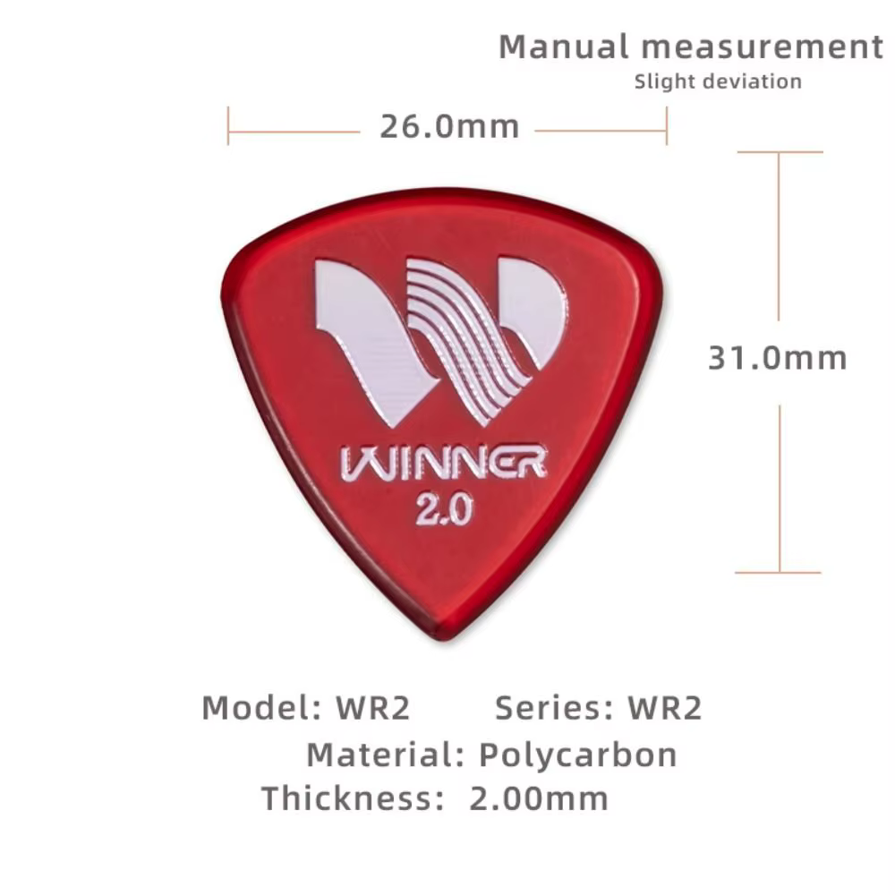6 pièces gagnant plectres de guitare grand triangulaire anti-dérapant plectres de guitare électrique 2.0MM d'épaisseur Triangle plectres guitare jouant