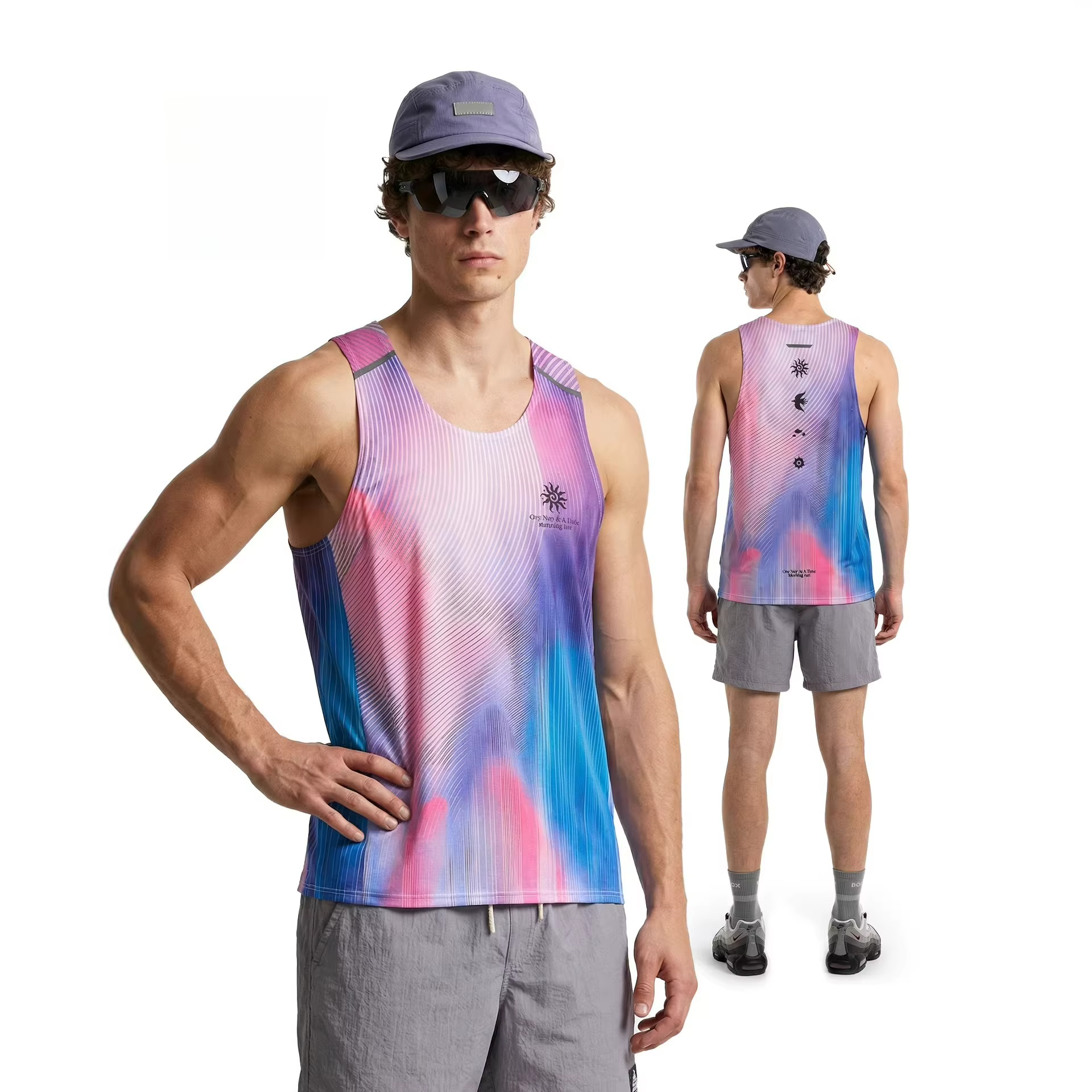 Débardeur Athlétique Homme Anti-Transpiration Séchage Rapide - T-shirt Sans Manches Haute Performance Extensible Respirant Dégradé pour Course et Gym