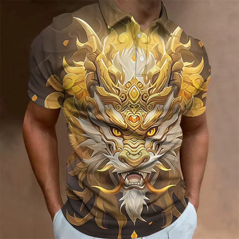 Polo à motif de dragon pour hommes