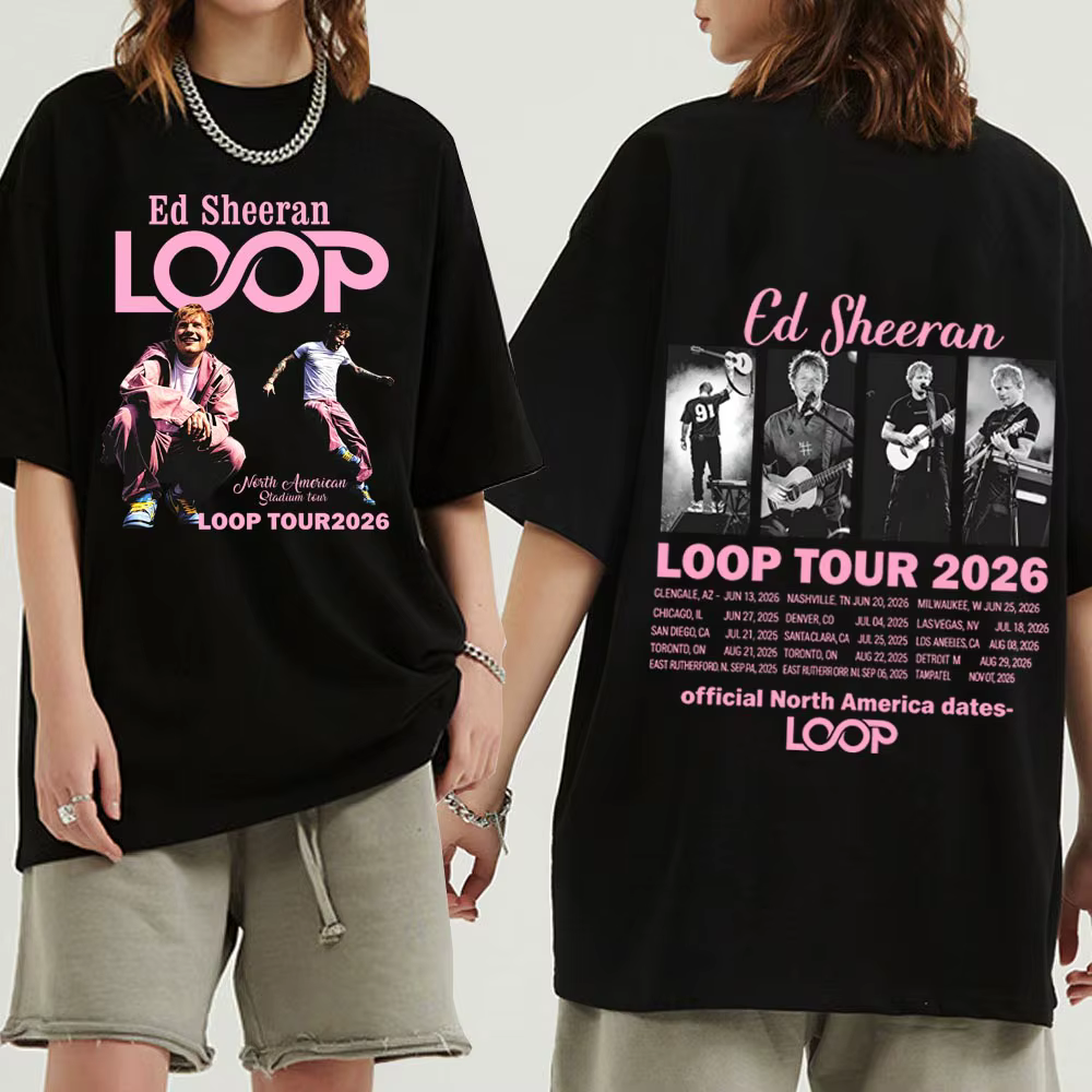 Ed Sheeran Loop Tour 2026 T-shirt homme femme Harajuku chemise décontractée à manches courtes et col rond