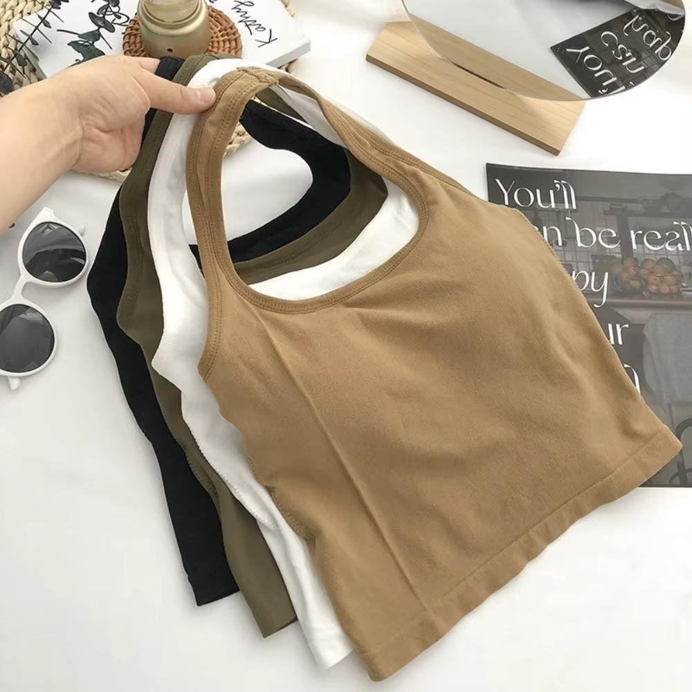 Débardeur court à col halter avec rembourrage