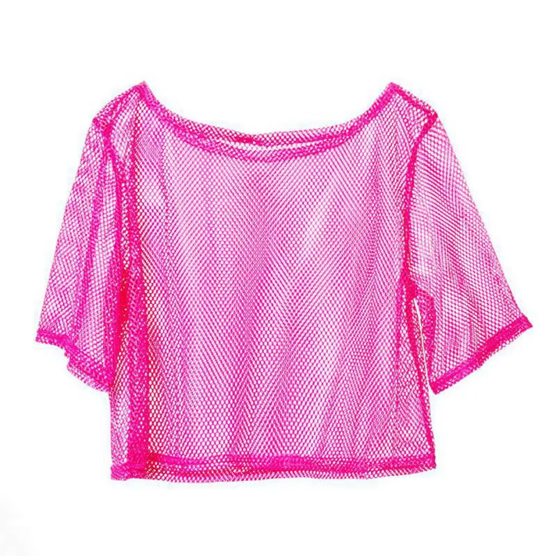T-shirt en maille pour femme style disco des années 80
