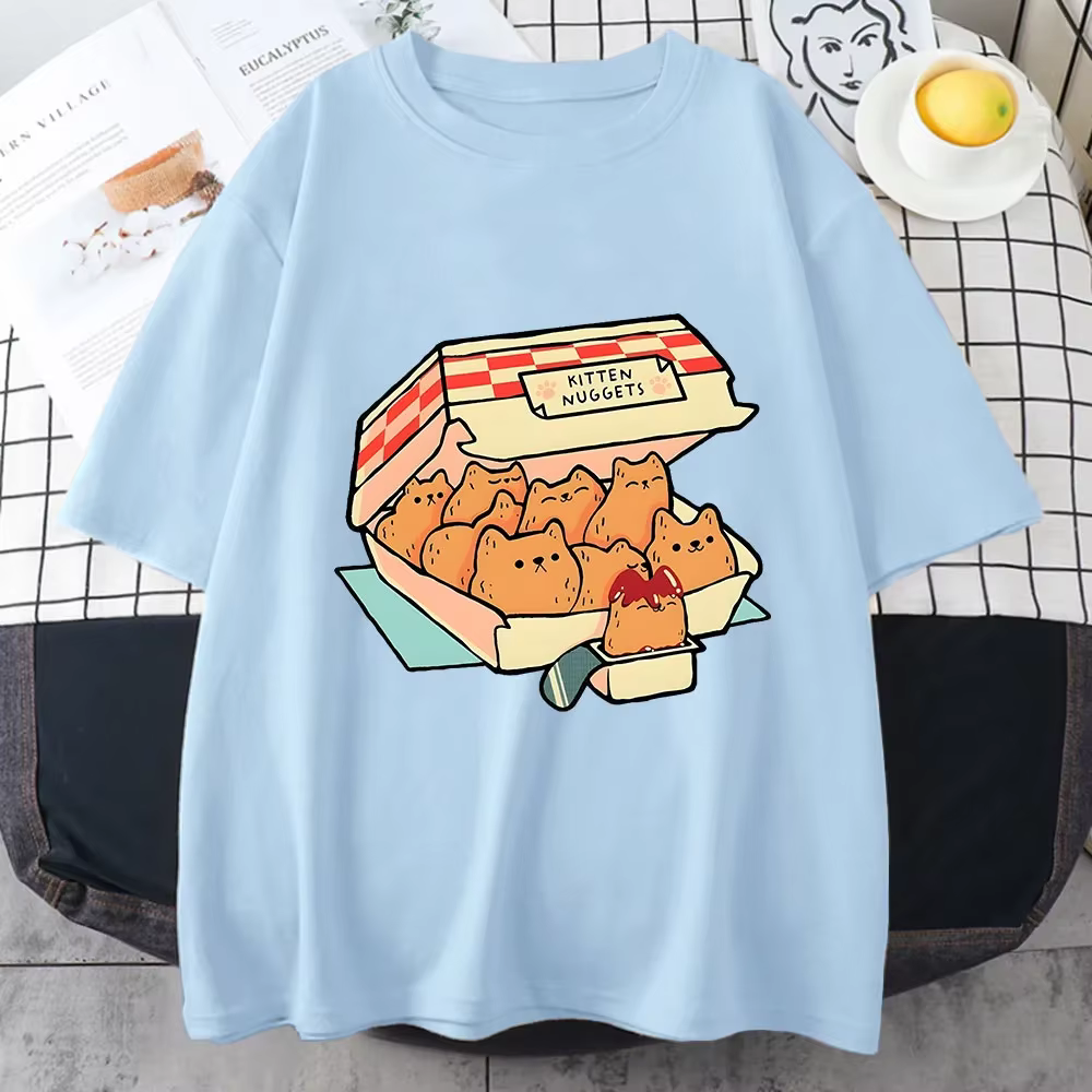 Chaton pépites heureux T-Shirts femmes Kawaii/mignon haute rue