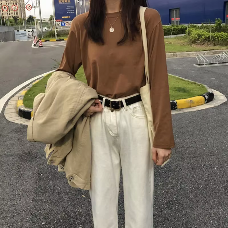 T-shirt à manches longues style Hong Kong pour femme