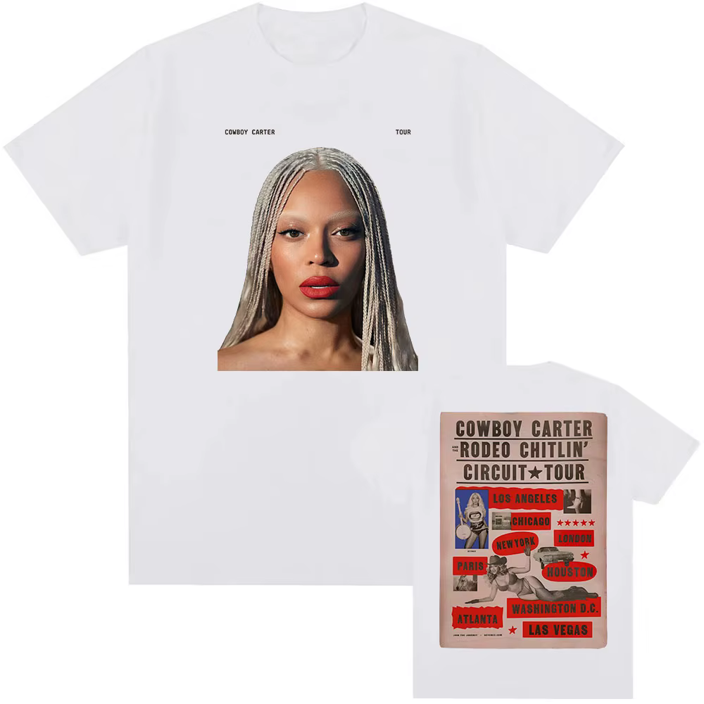 Beyoncé COWBOY CARTER TOUR 2025 T-shirt coton été femmes hommes t-shirts à manches courtes col rond