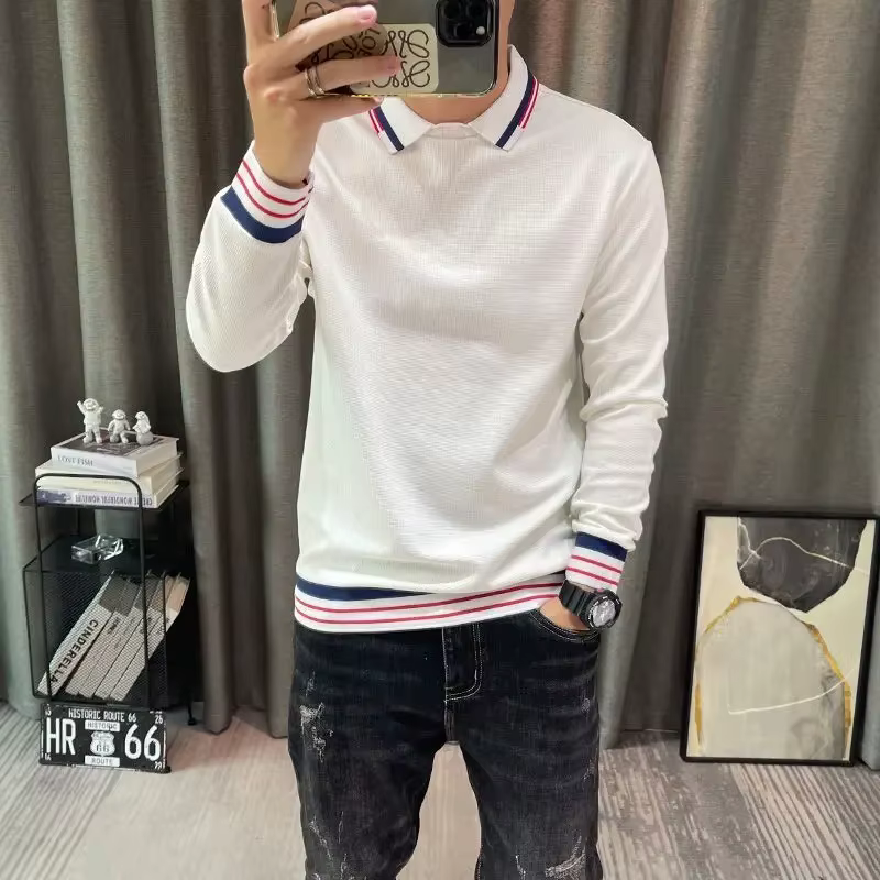 Polo moulant avec col pour homme