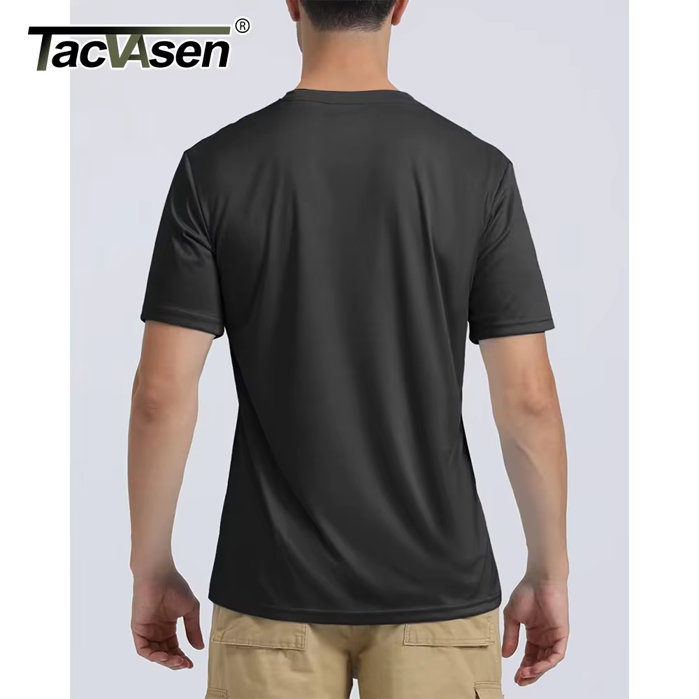 TACVASEN UPF 50 + UV chemise hommes col rond manches courtes basique été t-shirt style décontracté salle de sport