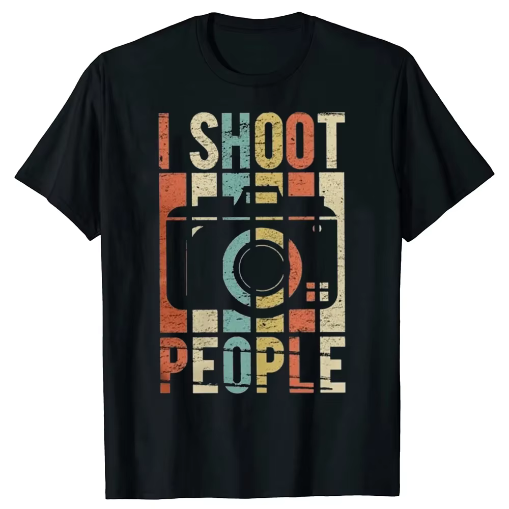 Imprimé hommes coton à manches courtes T-Shirt Vintage j'ai tirer les gens photographe