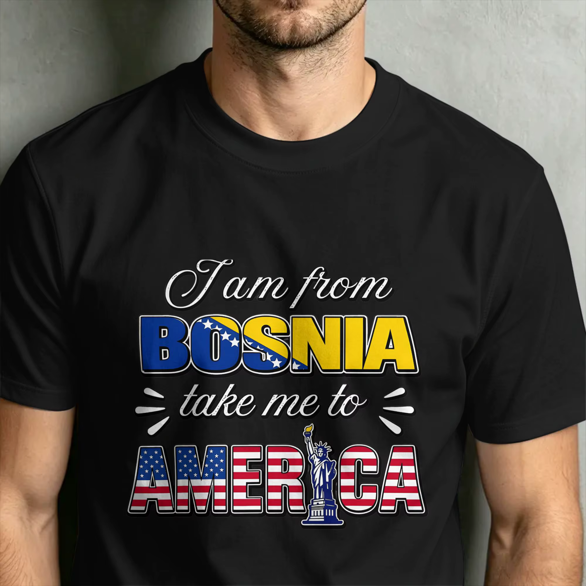 T-shirt vintage d'été « I Am From Bosnia Please Take Me To America »