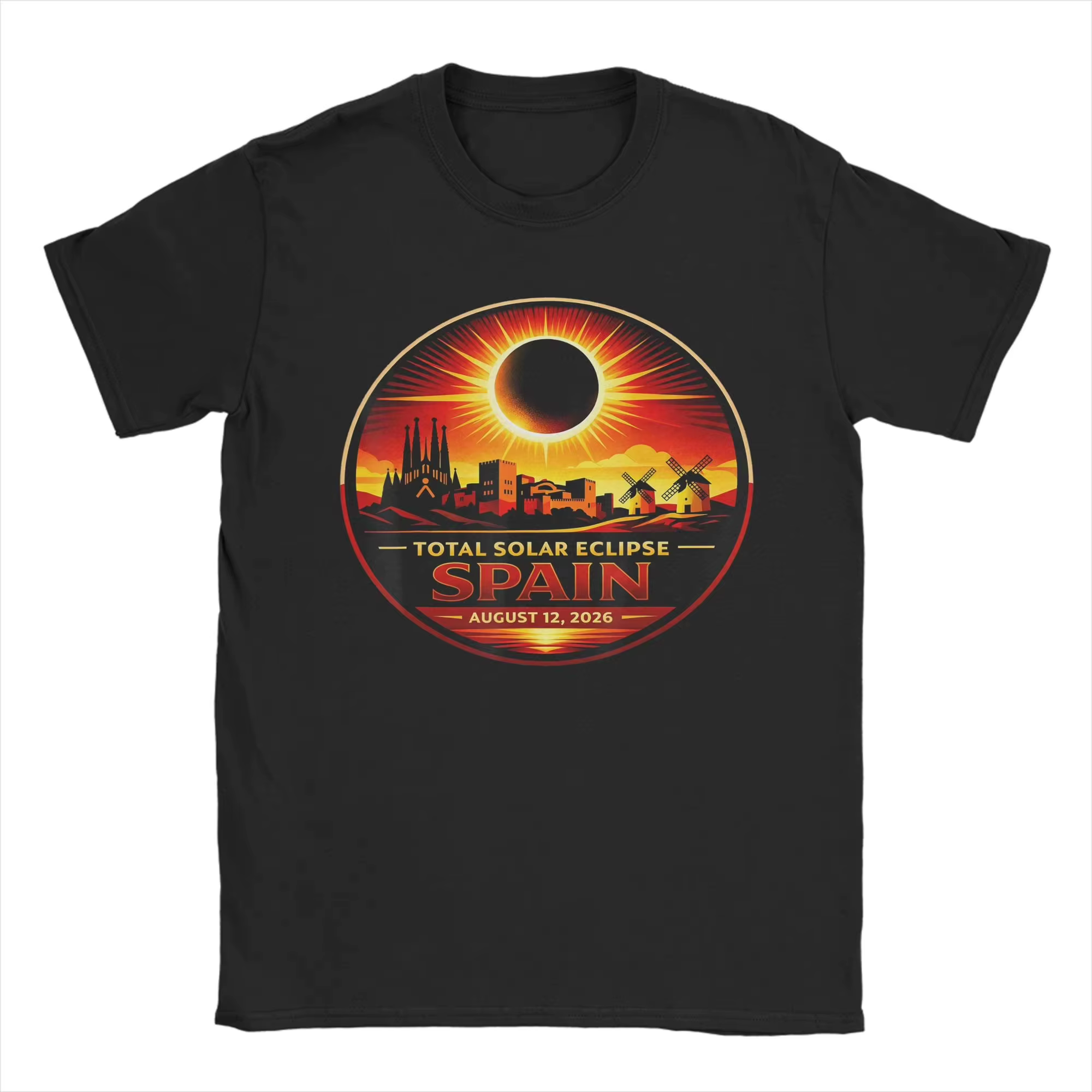 T-shirt pour hommes, éclipse solaire totale en Espagne 2026