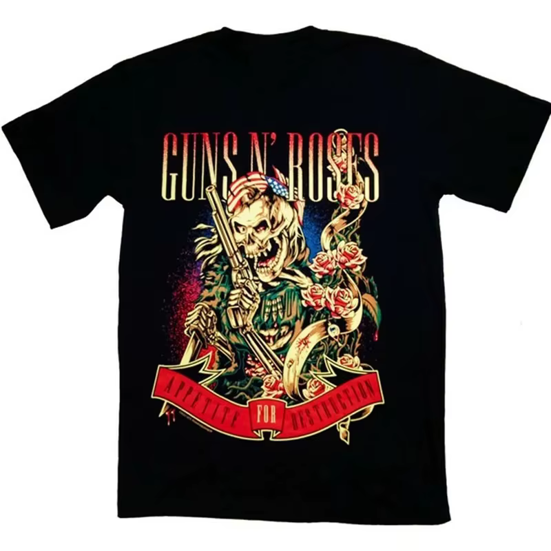 T-shirt à manches courtes Guns N' Roses 2026 pour hommes et femmes