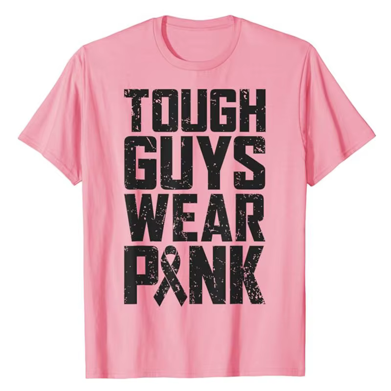 Tough Guile Wear-T-shirt rose de sensibilisation au cancer du sein pour hommes et garçons