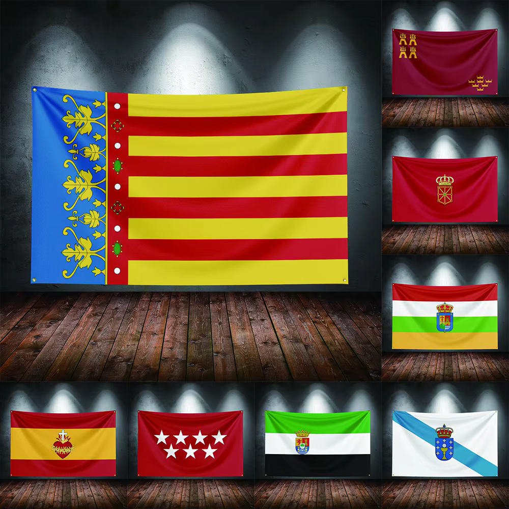 Drapeau espagnol Communauté de Madrid Répice Extremadura La Région Navarre du Rioja de la Communauté Valencienne de Murcia Coeur Sacré