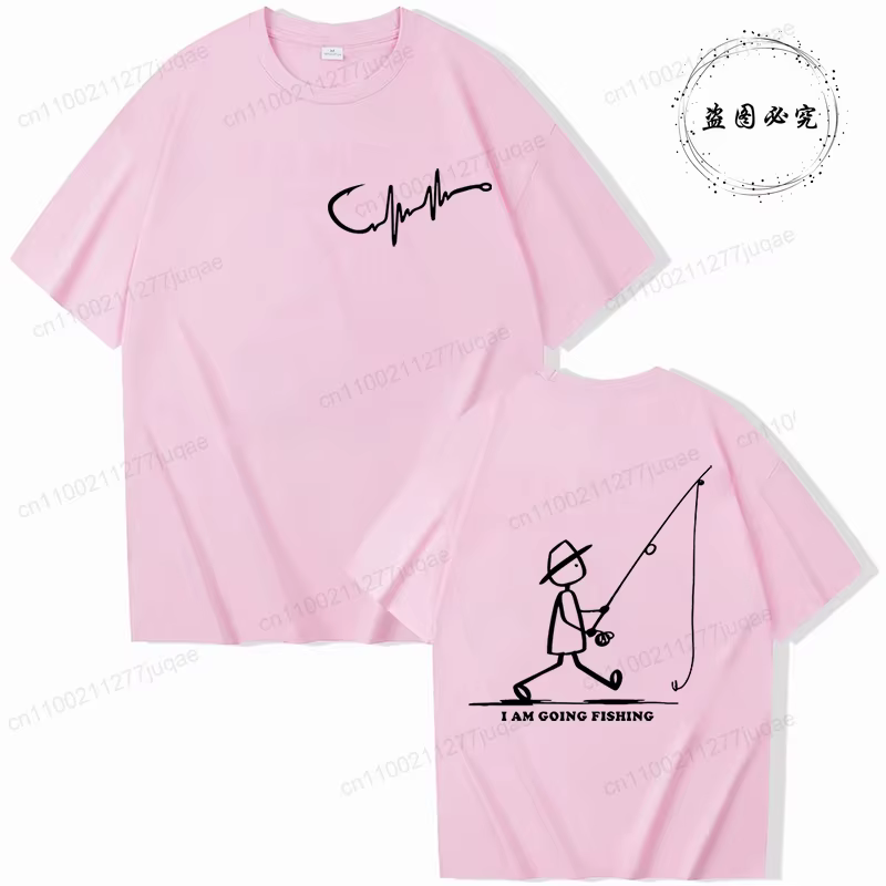 T-shirt graphique de pêche pour homme noir avec imprimé pêcheur devant et derrière – T-shirt d'été pour pêcheur – Hauts personnalisés pour homme