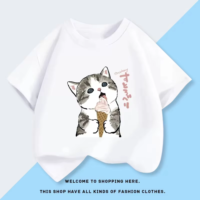 Nouveau T-shirt à manches courtes Mofusand pour fille, haut en pur coton pour bébé, nouvelle collection été, chemise de base pour enfants 2026