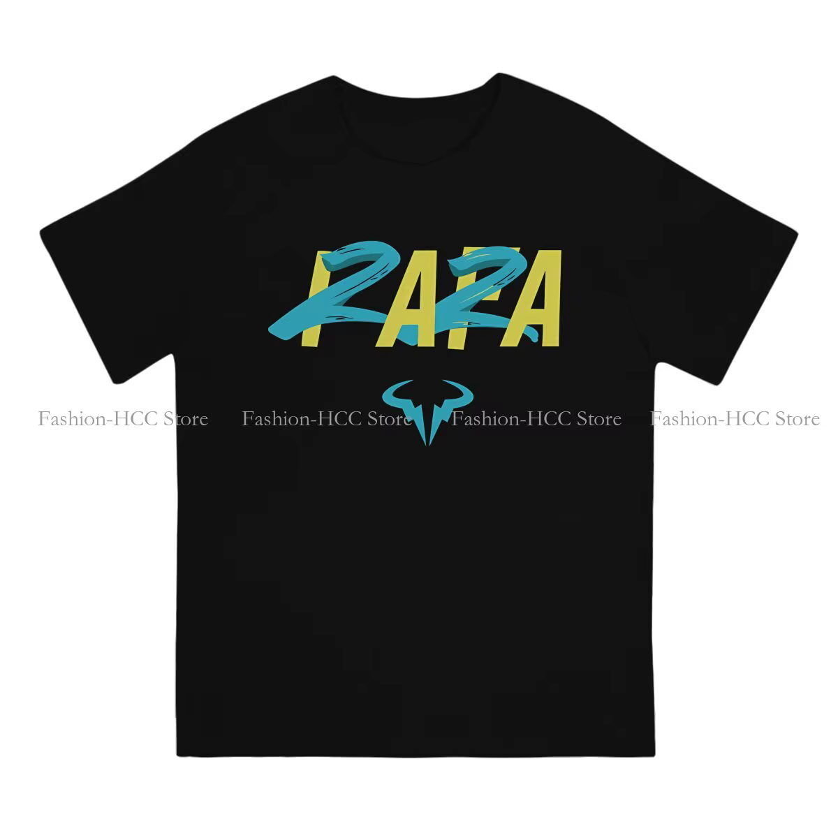 Rafa 22 bleu jaune col rond t-shirt Rafael Nadal tissu classique
