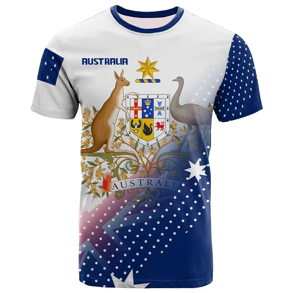 Été australie drapeau graphique t-shirts hommes mode sport à manches courtes t-shirt ample équipe de Football australienne unisexe hauts