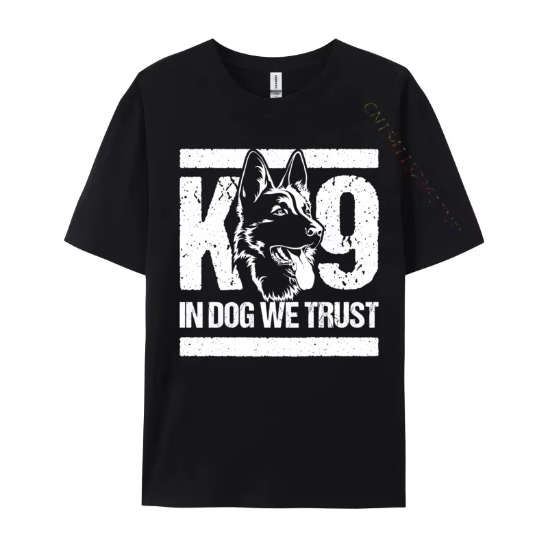 T-Shirt à Manches Courtes en Coton avec Imprimé de Ligne Bleue K9