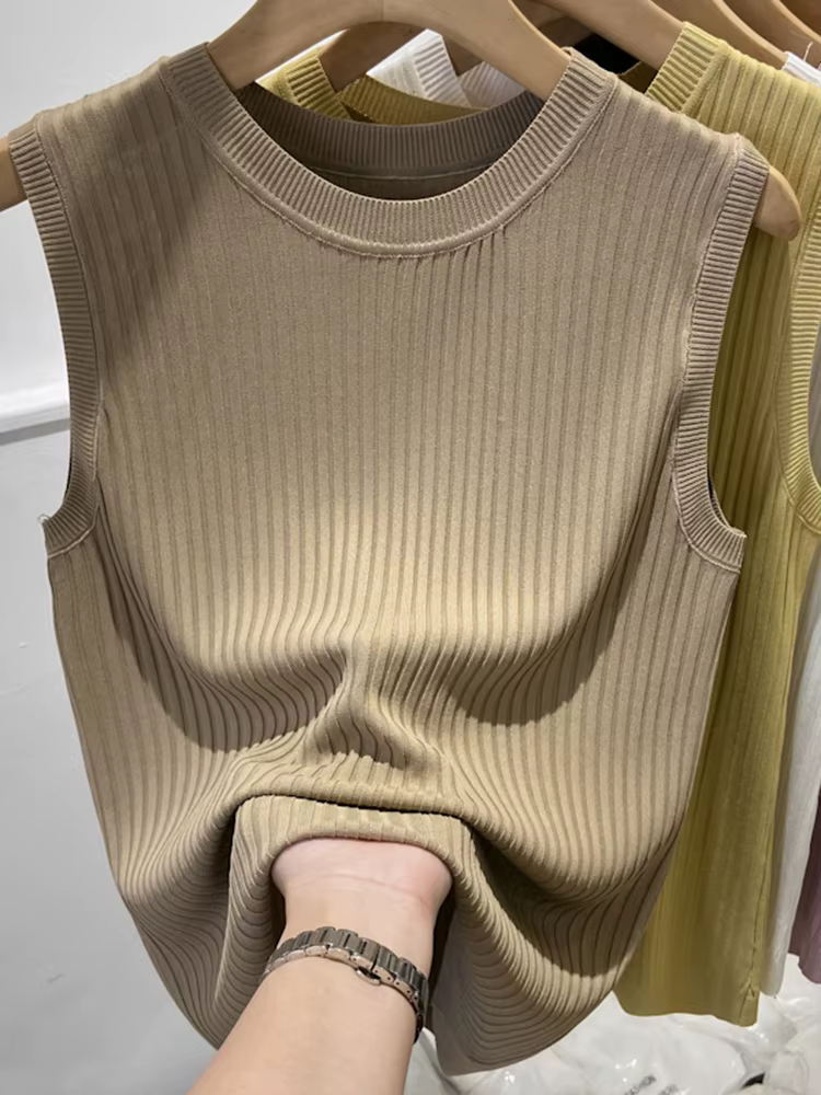 Débardeurs en tricot coréens pour femmes