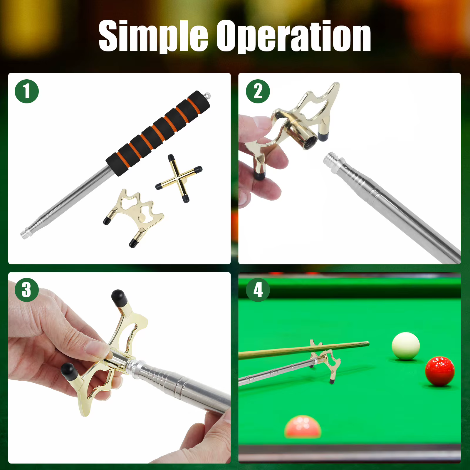Queue de billard télescopique avec tête de pont