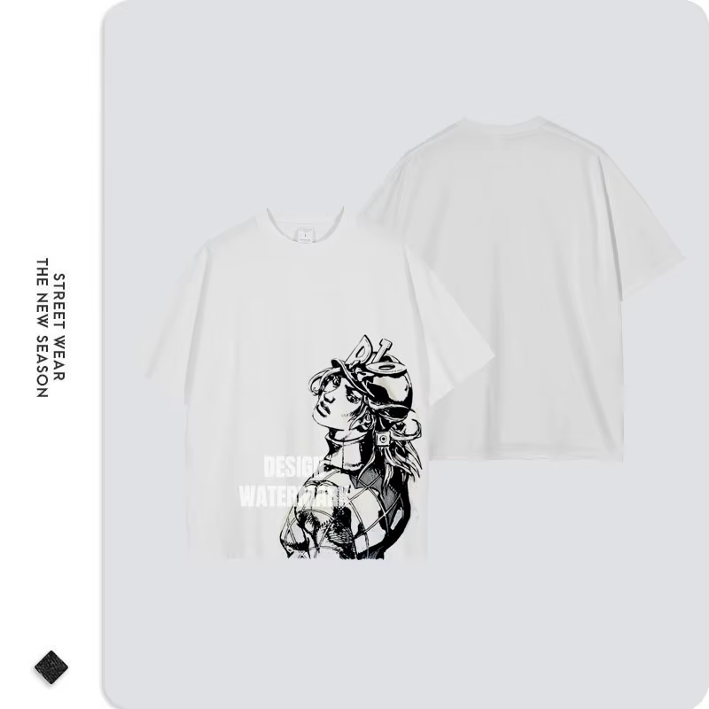 T-shirt Bandai Joestar Johnny vintage délavé JOJO à manches courtes Bizarre Adventure T-shirts oversize S-Steel Ball Run