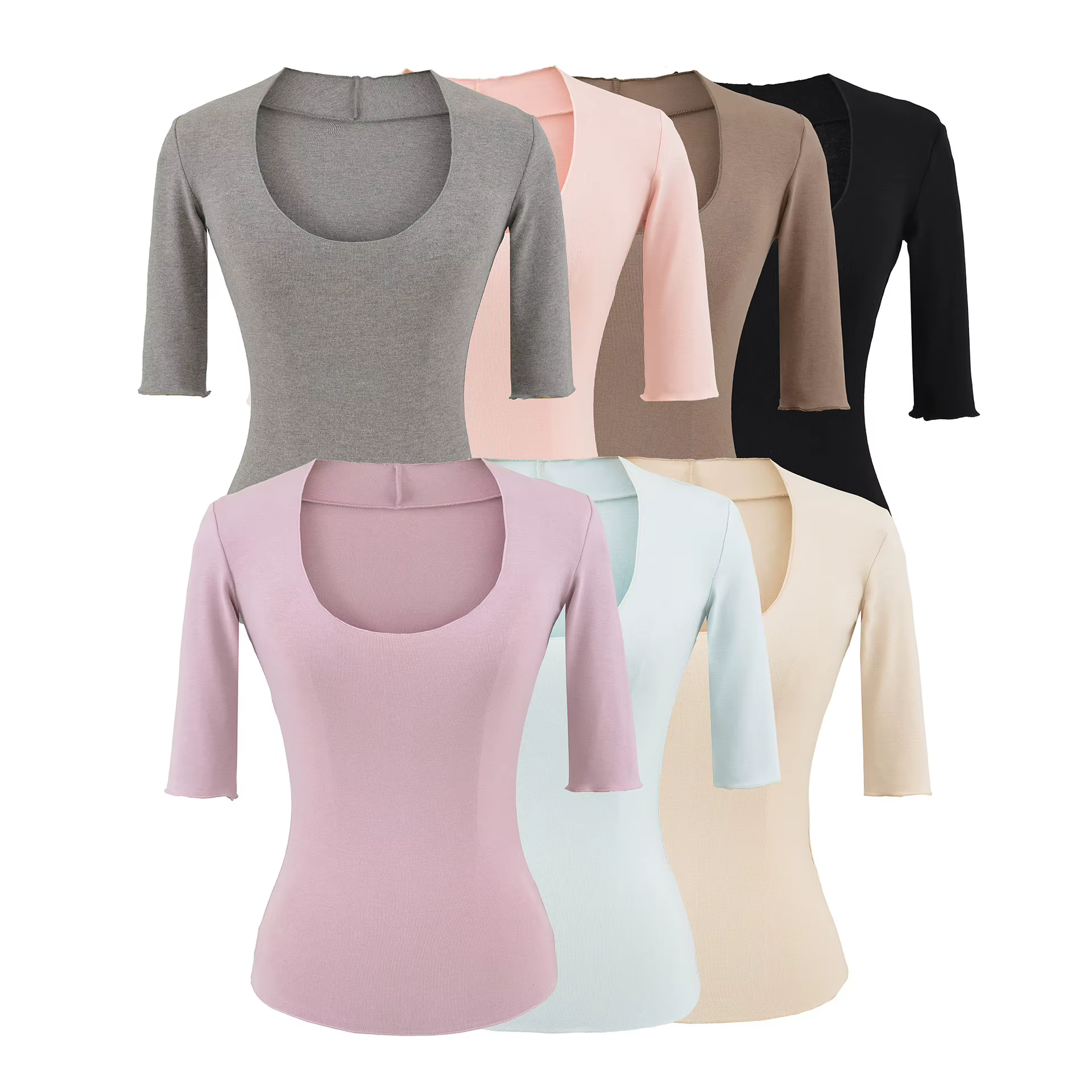 T-shirt à manches longues en coton et élasthanne pour femme