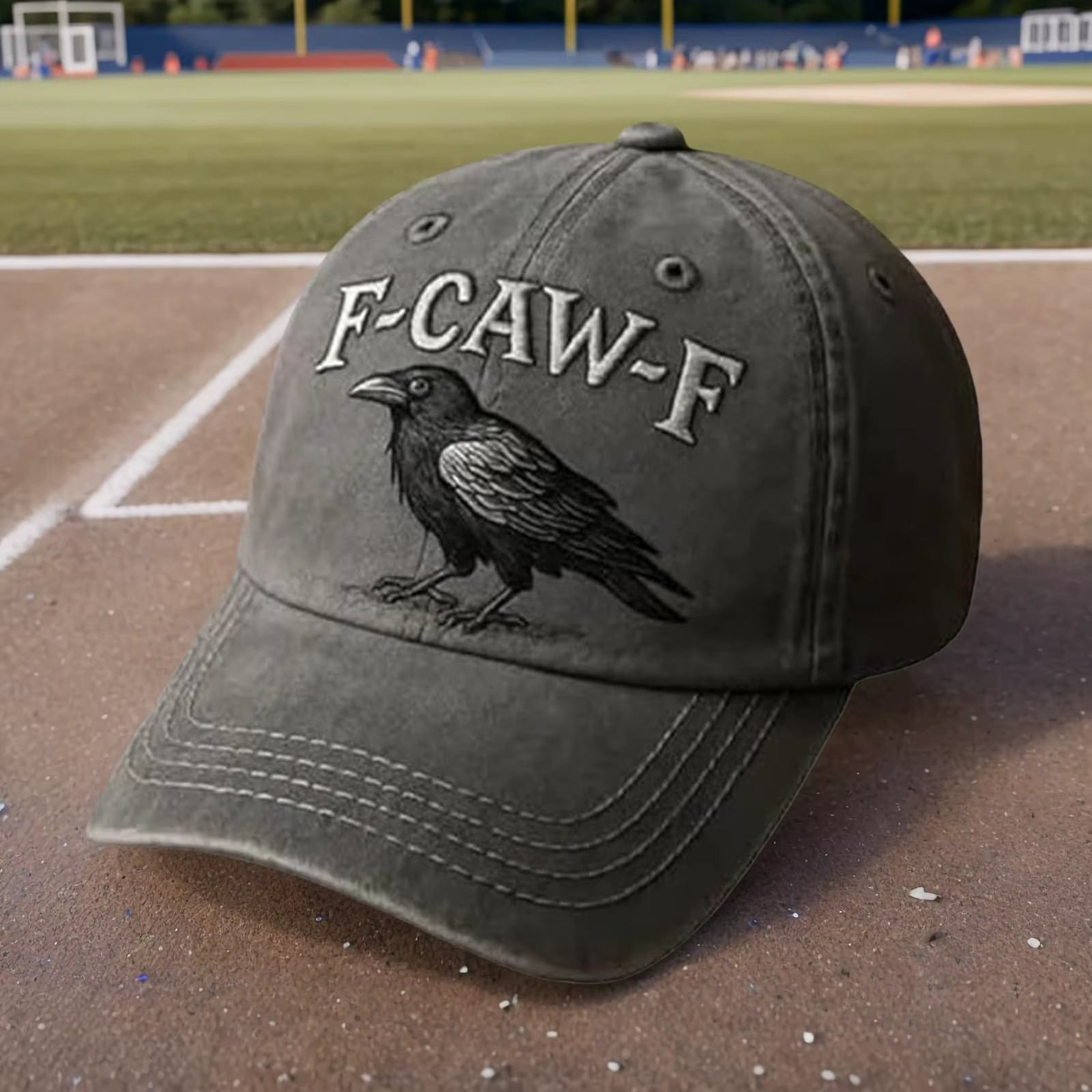 Casquette F-Caw-F, Casquette Gothique Vintage F CAW F, Casquette de Baseball Grise Lavée Brodé Réglable pour Hommes et Femmes