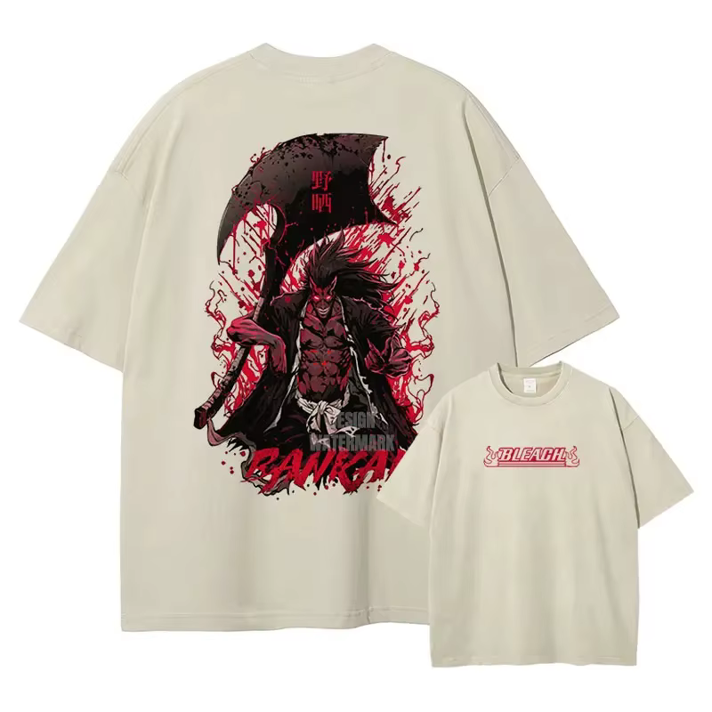 T-shirts Anime B-Bleach Vintage Lavés Zaraki Kenpachi